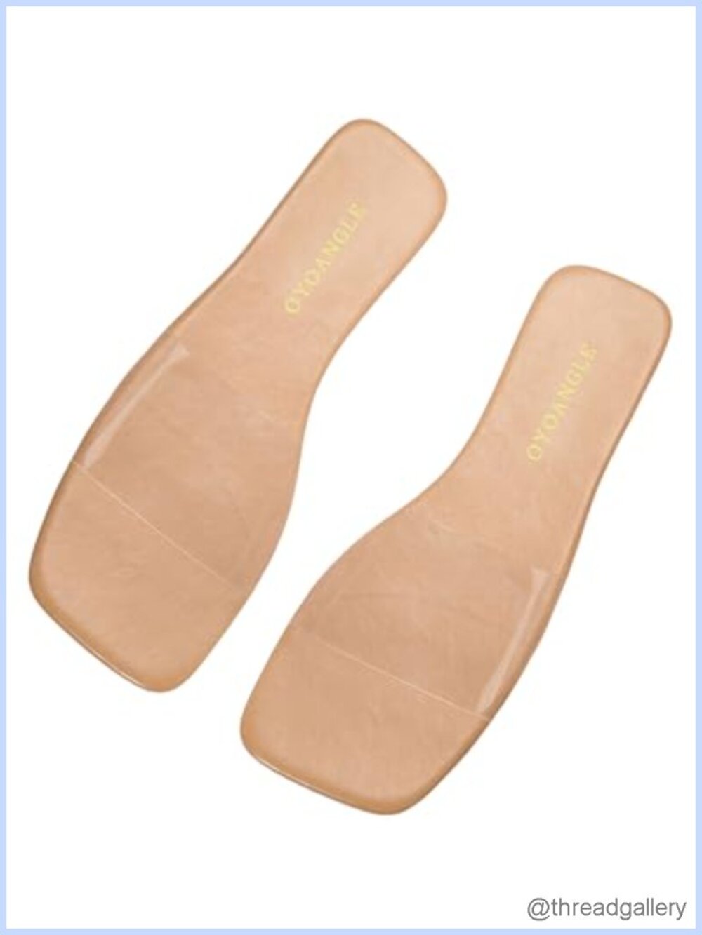 Square Open Toe Transparent Slide Sandals Flat Slip On Women's